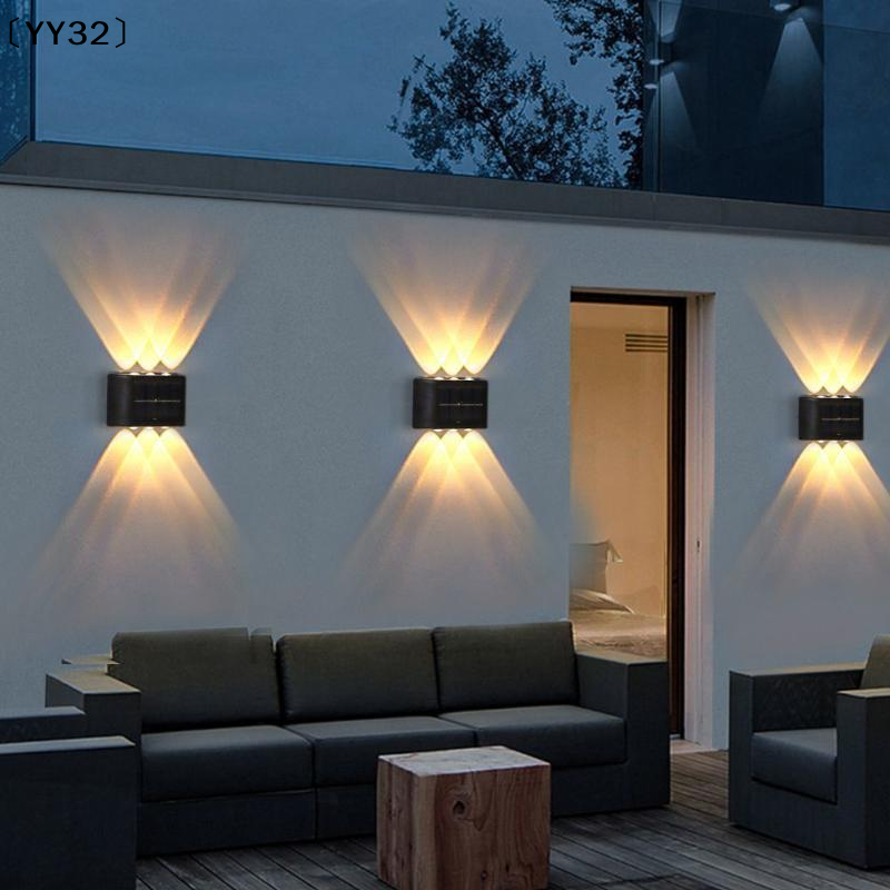 Solar Wall Sconce - 4-10 LED Solar Lamp Outdoor Waterproof