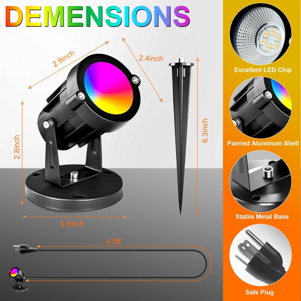 RGBW 8W LED Spotlight with Rem - Outdoor Lighting Garden avis et prix
