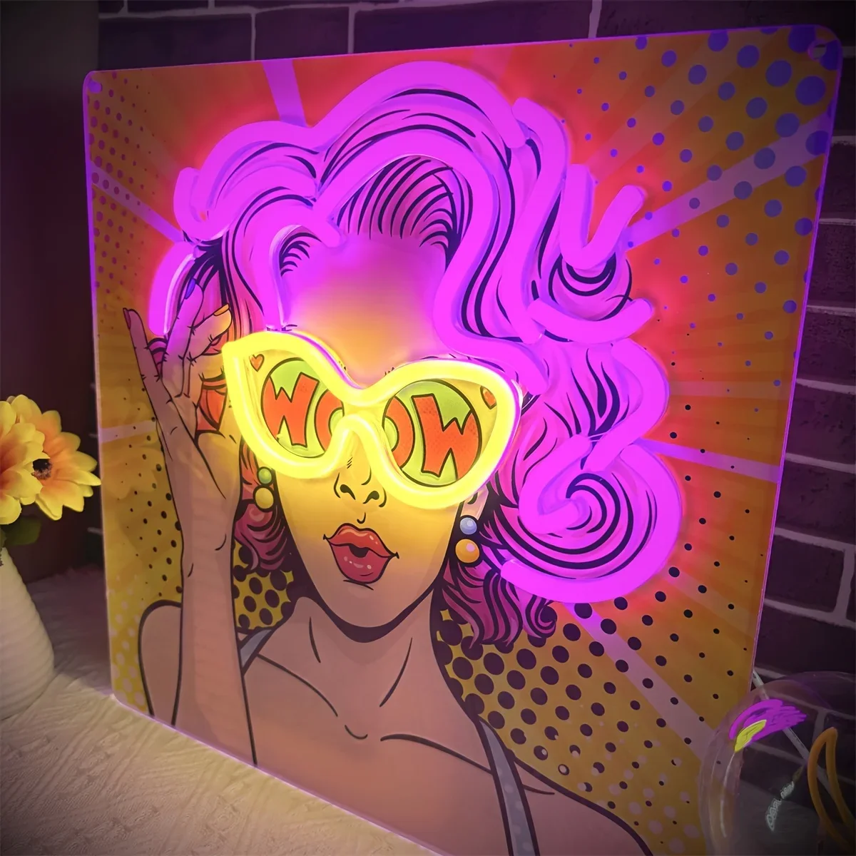 Wow Lady Pop Art LED Neon Sign - Outdoor Lighting Decor Wow avis et prix