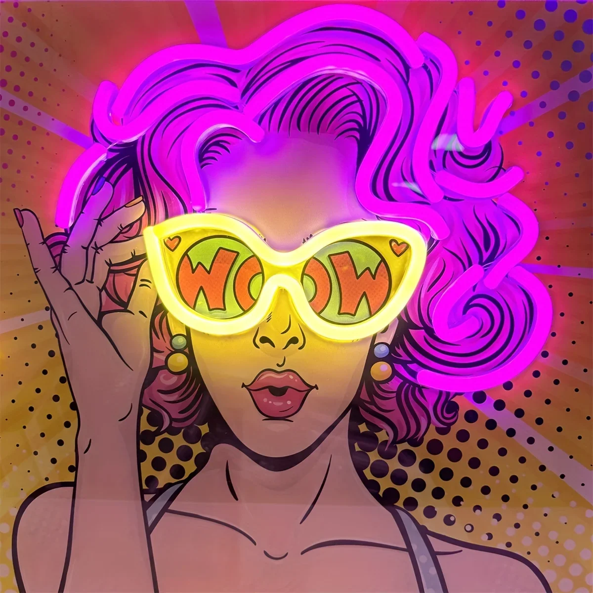 Wow Lady Pop Art LED Neon Sign - Outdoor Lighting Decor Wow avis et prix