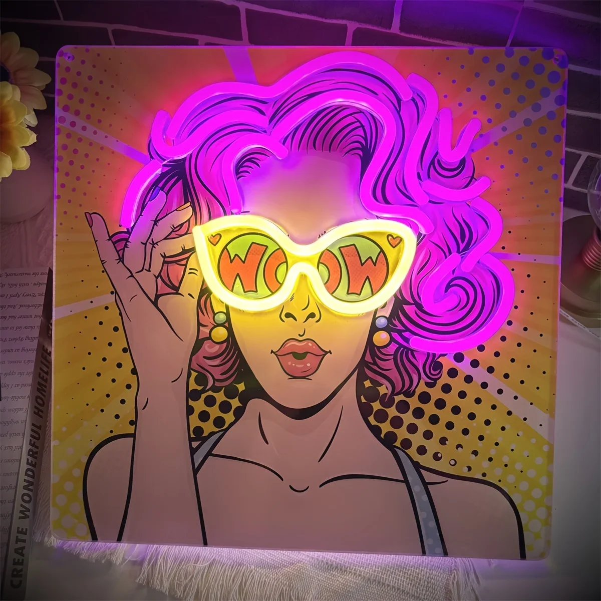 Wow Lady Pop Art LED Neon Sign - Outdoor Lighting Decor Wow avis et prix