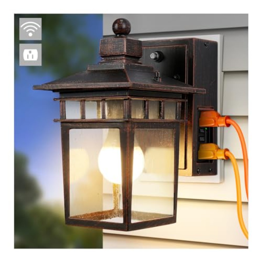 Outdoor Light with GFCI Outlet - Solar Wall Sconce avis et prix