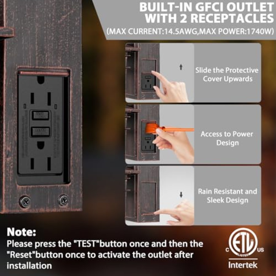 Outdoor Light with GFCI Outlet - Solar Wall Sconce avis et prix