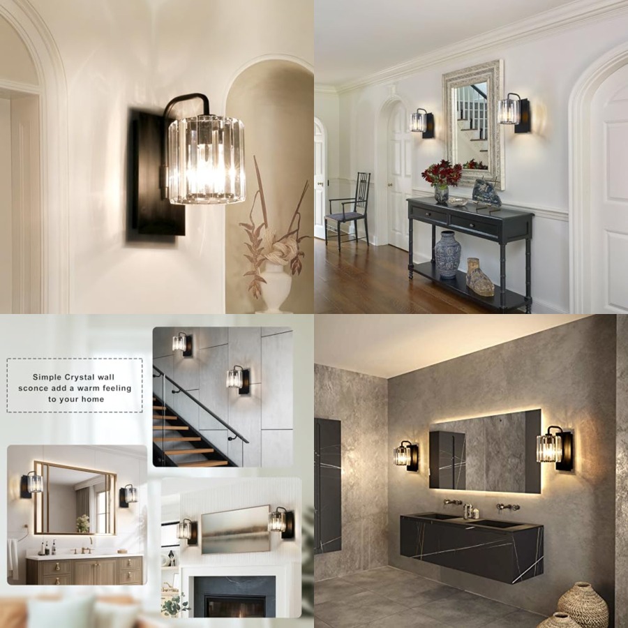 Crystal Wall Sconces, Black Sc - Solar Wall Sconce avis et prix