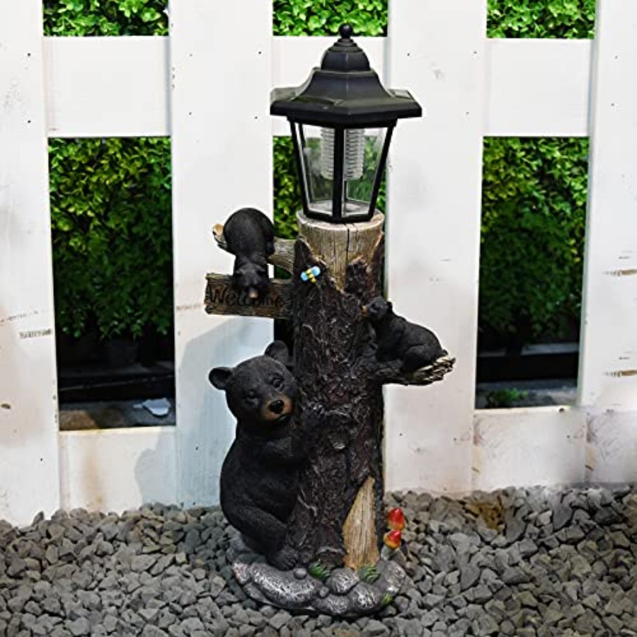 Bear Statue Welcome Sign Garde - Outdoor Lighting On Trees avis et prix