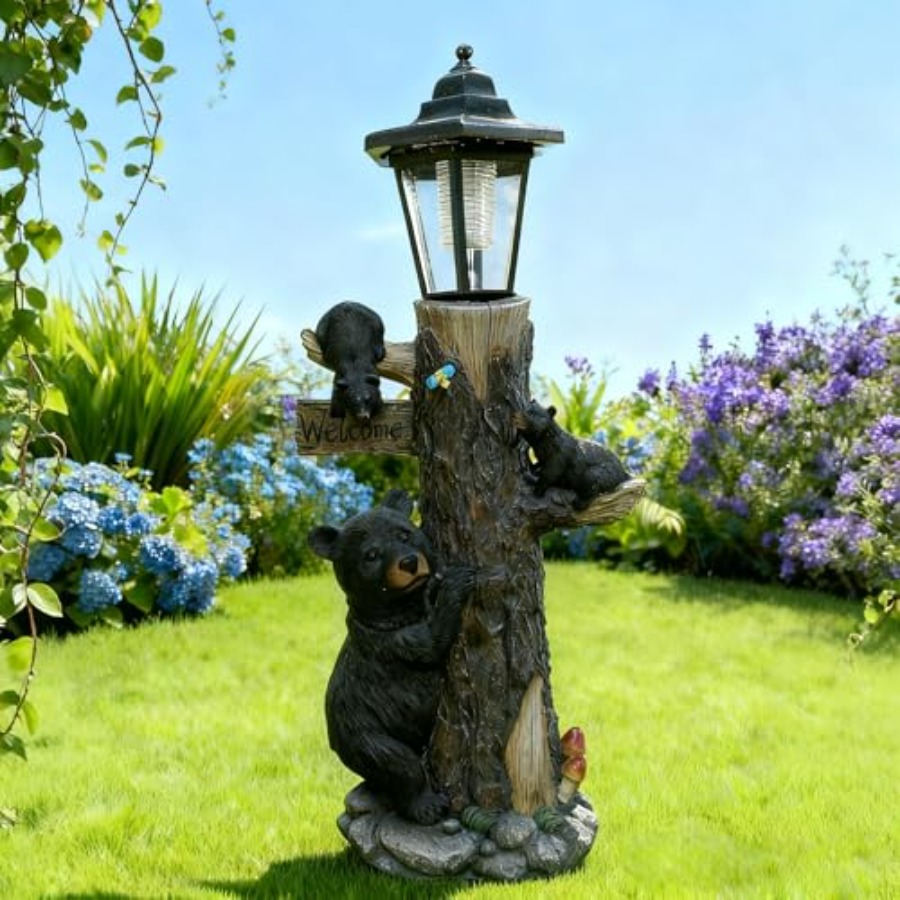 Bear Statue Welcome Sign Garde - Outdoor Lighting On Trees avis et prix