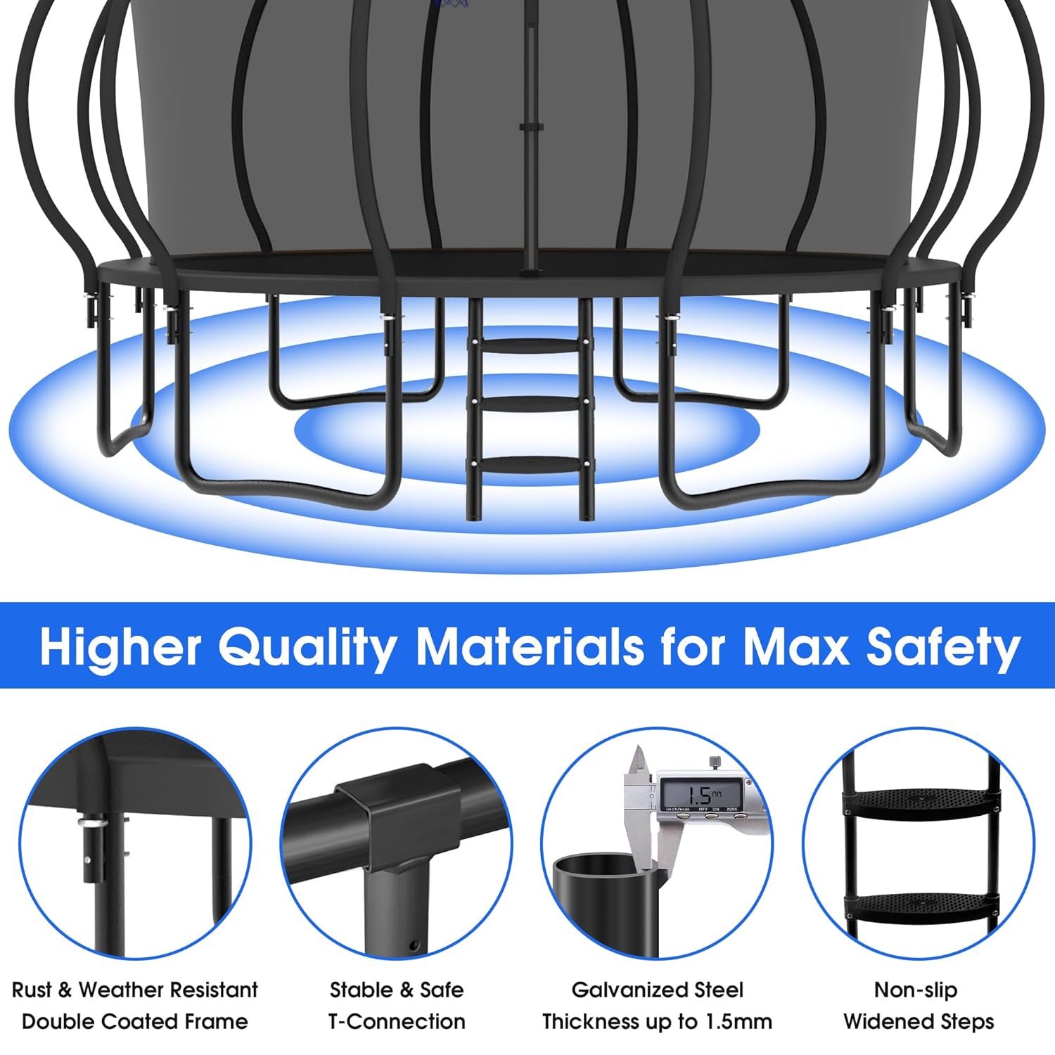 Large Outdoor Trampoline with  - Outdoor Lighting Garden avis et prix