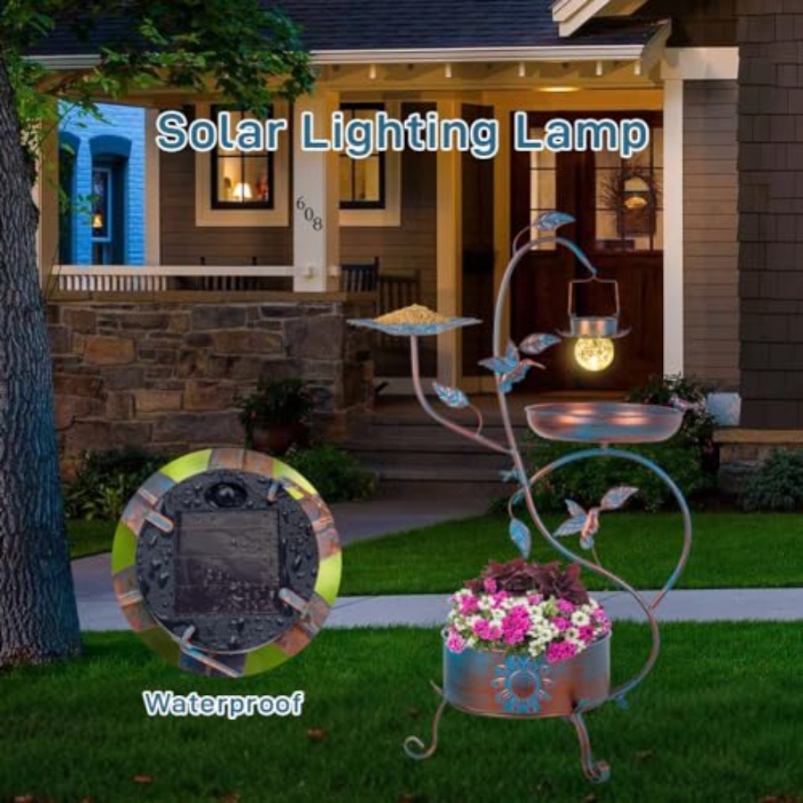 Outdoor metal bird bath with p - Outdoor Lighting Garden avis et prix