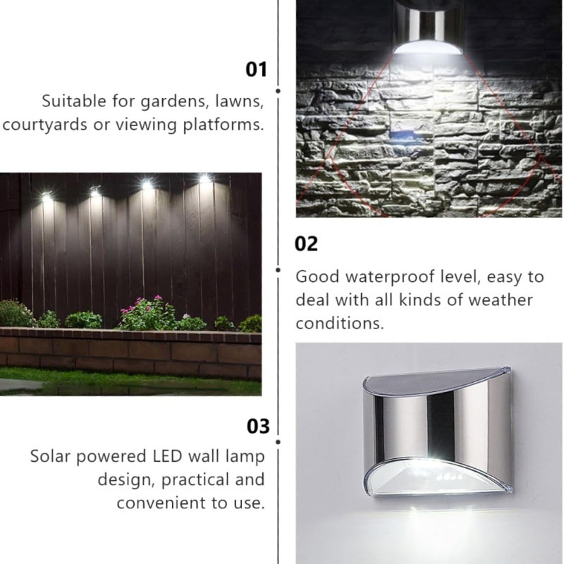 2Pcs Solar Garden Light Stainl - Solar Wall Sconce avis et prix