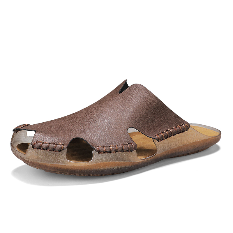 Men Leather Flat Slides Slippe - Outdoor Lighting For Your House avis et prix